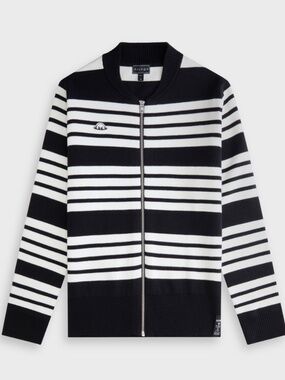 Radmor Golf Celeste Knit Zip Bomber Jacket - Black/White, Small